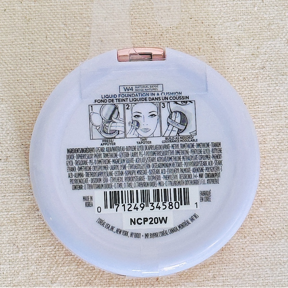 L’OREAL PARIS True Match Lumi Cushion Foundation W4 Natural Beige NEW NIP - Picture 8 of 8